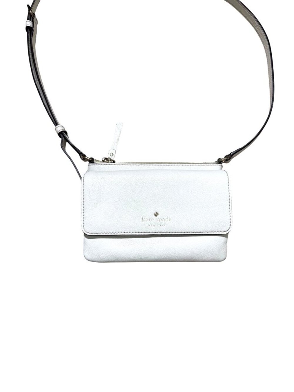 Kate Spade Women's Crossbody Bag Minimalist Designer Ivory Karlee Flap Leather